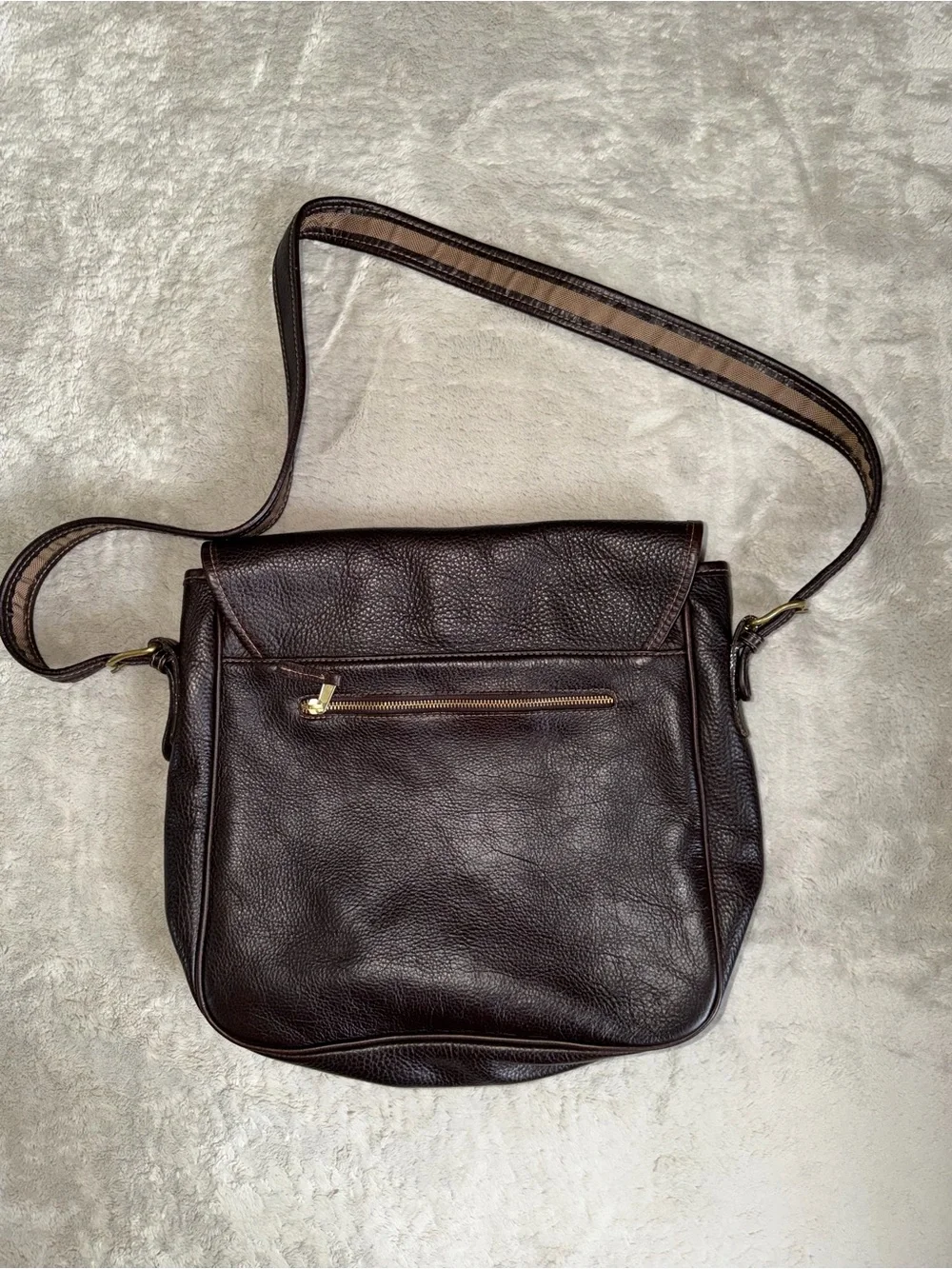 Vintage Aston Leather Brown Pebbled Leather Crossbody Messenger Bag